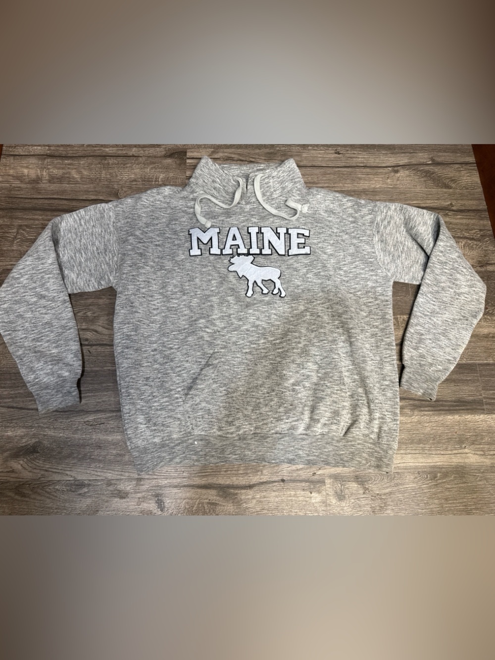 Harrisburg Trading Co Gray MAINE Moose Hoodie Pullover Cozy Cowl Neck 2XL - Picture 2 of 6